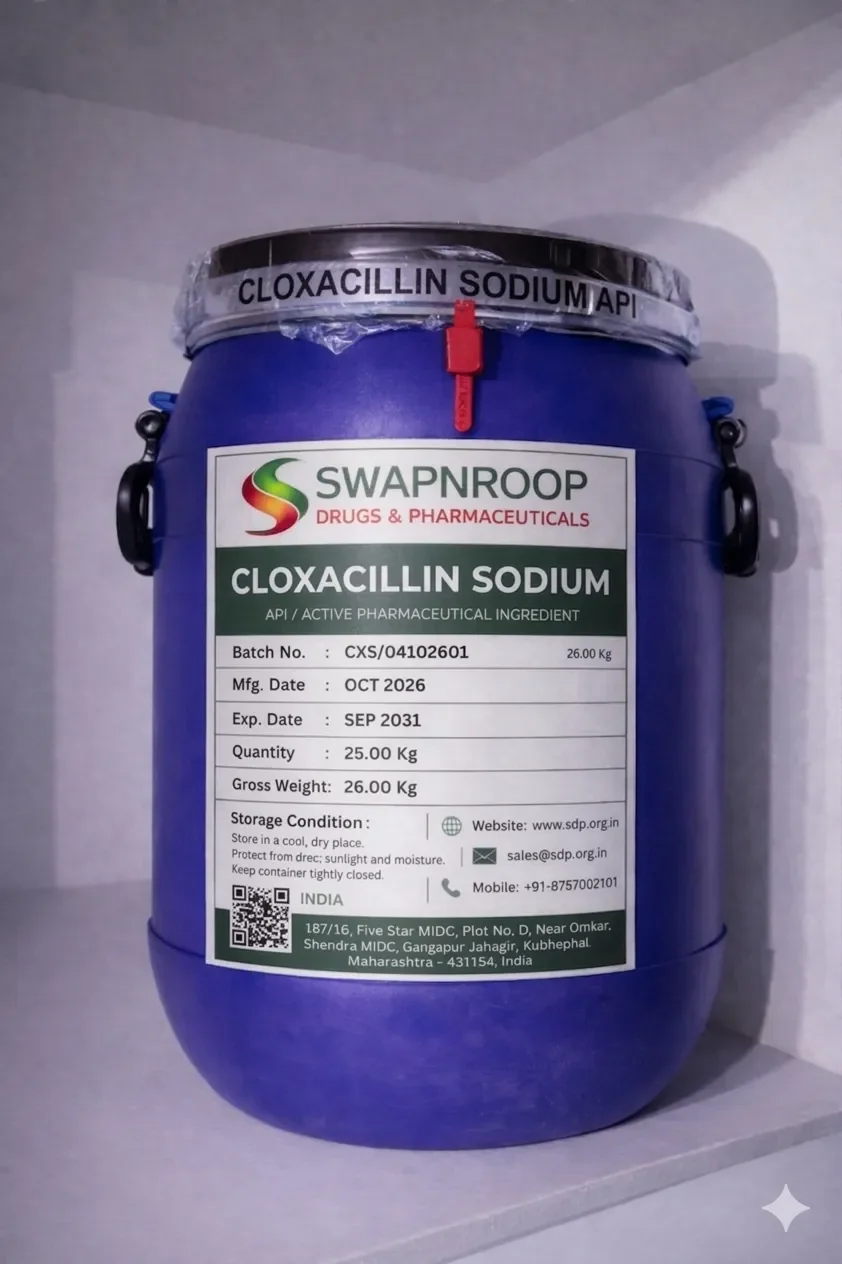 Cloxacillin Sodium API Manufacturer and Bulk Supplier in Maharashtra, India – Swapnroop Pharma